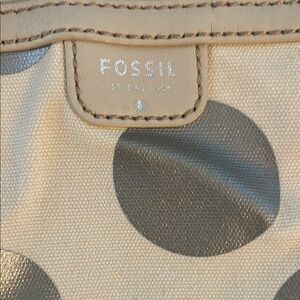 Fossil Cream and Gray Canvas Bag